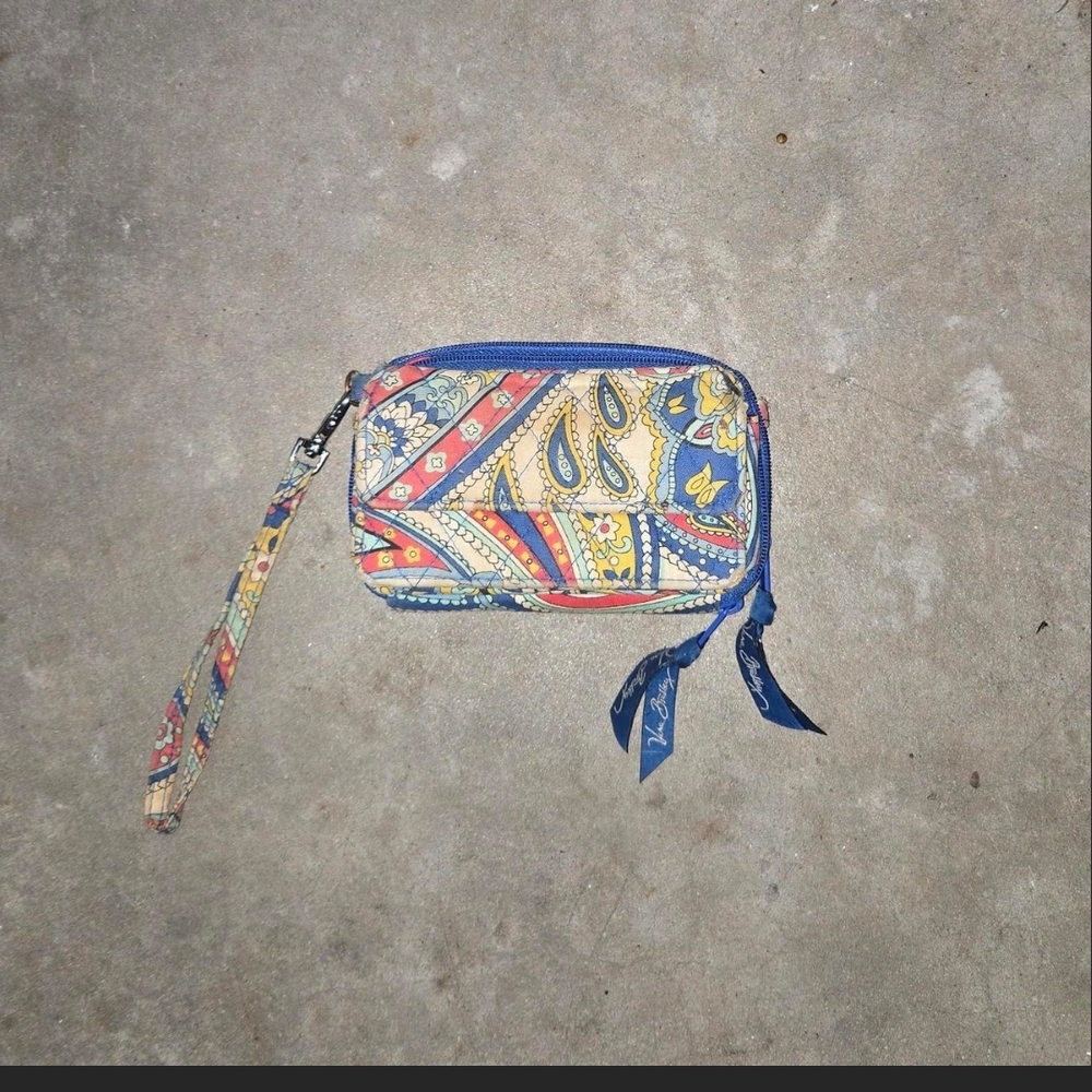 Vera Bradley Blue Multi Paisley Wristlet with Removable Strap